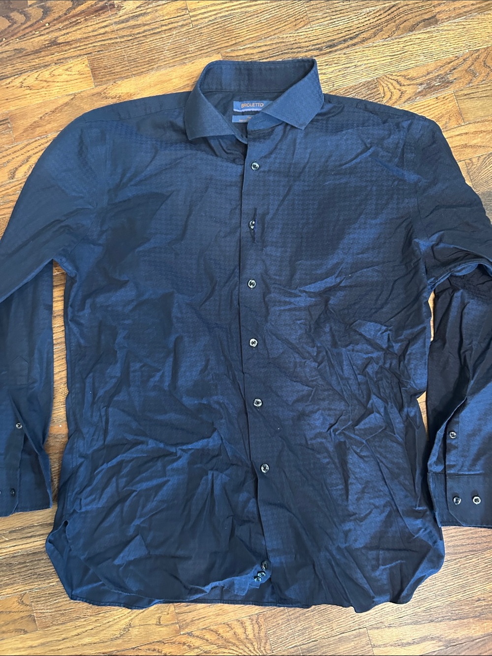 Broletto Men’s Dark Navy Long-Sleeve Dress Shirt
